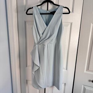 JCrew Light Blue Side Ruffle V-Neck Dress Size 0